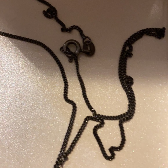 Vintage DS leaf shape pendant crystals & blk sterling 925 necklace w/ earrings - Picture 8 of 15